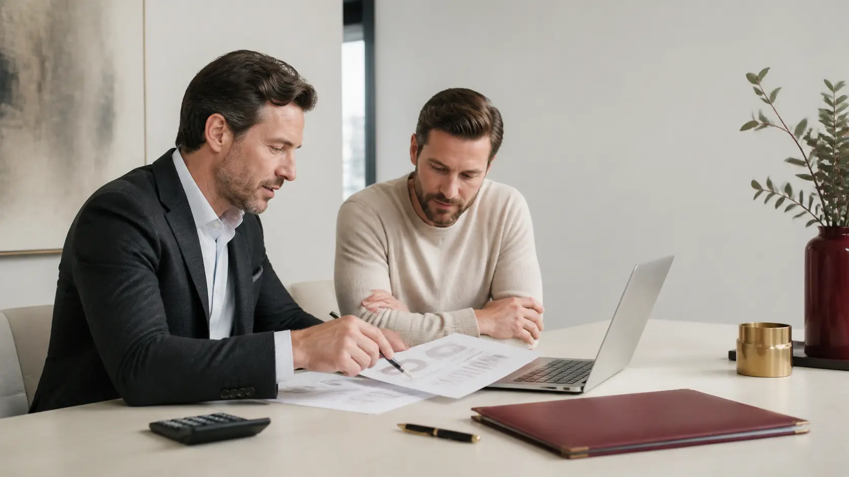 Propriétaire de PME examinant les finances de sa société avec son comptable